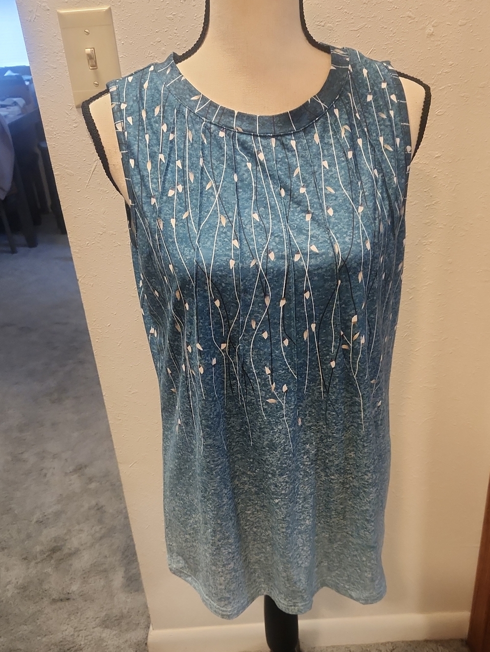 zeagoo Blue Printed Sleeveless Tank Top Medium